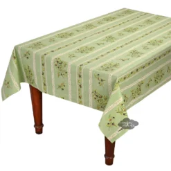 60x120" Rect Clos Des Oliviers Green Acrylic-Coated Cotton Tablecloth By L'Ensoleillade