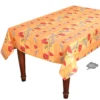 58" Square Poppies Yellow Acrylic-Coated Cotton Tablecloth By Tissus Toselli