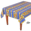 Table Linens 60x138" Rectangular Lemons Blue Acrylic-Coated Cotton Tablecloth By Tissus Toselli