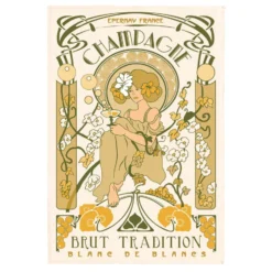 Kitchen Champagne Epernay Art Nouveau Tea Towel By Winkler Torchons & Bouchons