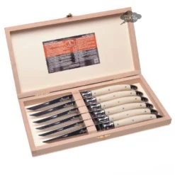 Laguiole Jean Dubost DeLuxe Table Knives Set Of 6 - Faux Ivory Handles Kitchen