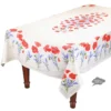 Table Linens 60x96" Rectangular Poppies Cream Acrylic Coated Cotton Tablecloth By Tissus Toselli
