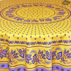 Le Cluny French Linens 70" Round Lisa Yellow French Country Tablecloth By Le Cluny