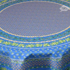 Le Cluny French Linens 70" Round Olives Blue Provence Tablecloth By Le Cluny Table Linens