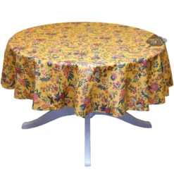 Le Cluny French Linens Table Linens 60" Round Versailles Yellow Acrylic-Coated Cotton Provence Tablecloth By Le Cluny
