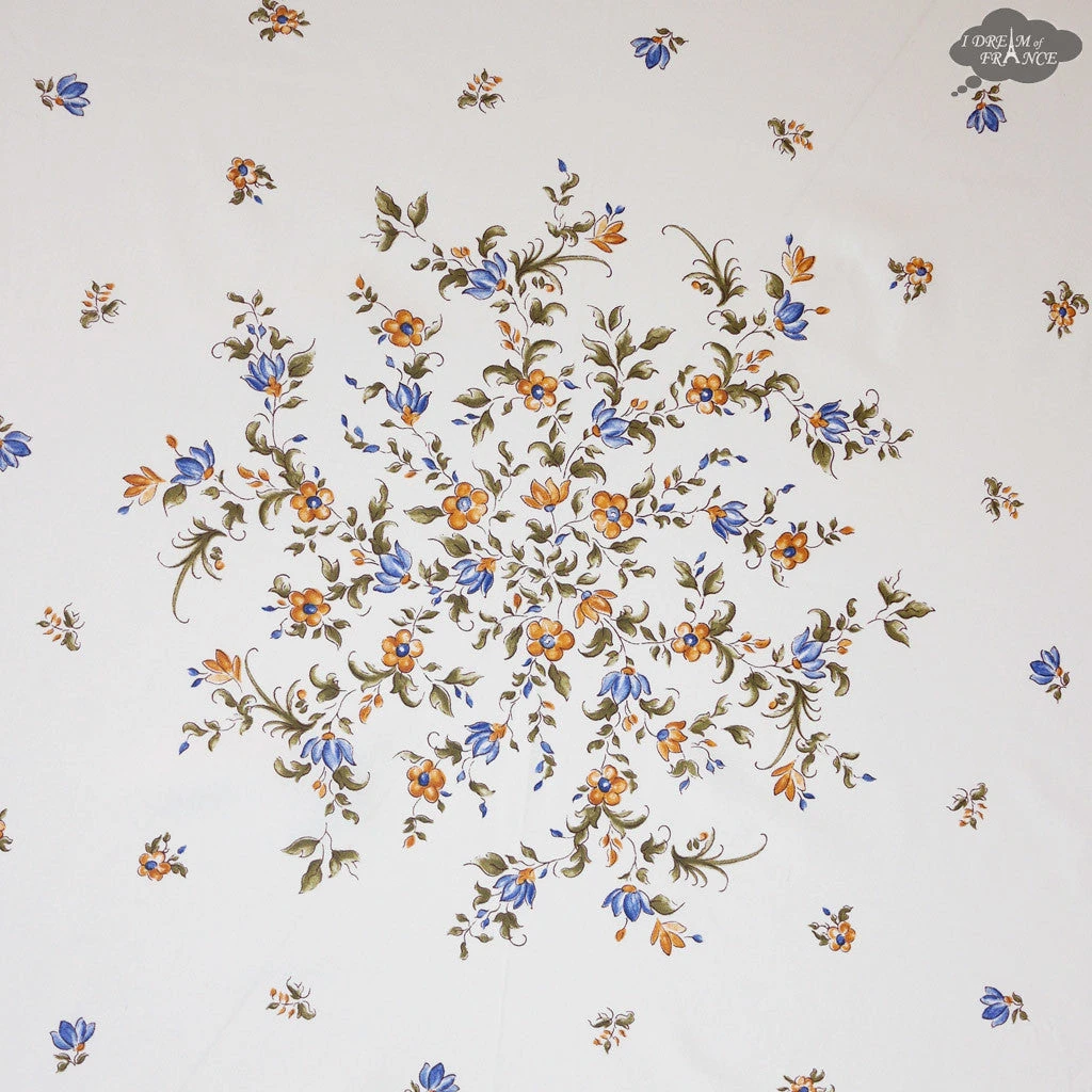 70" Round Moustiers Blue & Cream Tablecloth By Tissus Toselli Table Linens