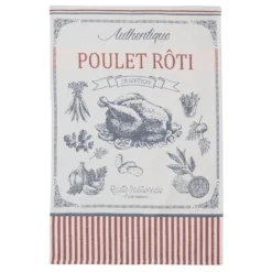 Poulet Roti (Roast Chicken) French Jacquard Dish Towel By Coucke Kitchen