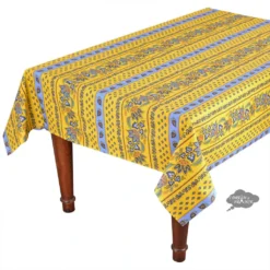 Le Cluny French Linens Table Linens 60x132" Rectangular Lisa Yellow Acrylic-Coated Cotton French Country Tablecloth By Le Cluny