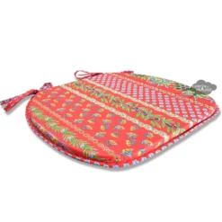 Le Cluny French Linens Table Linens Olives Red Acrylic-Coated Cotton French Style Chair Pad By Le Cluny