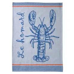Gone Fishing (A La Pêche) French Jacquard Dish Towel Big Design By Coucke Kitchen