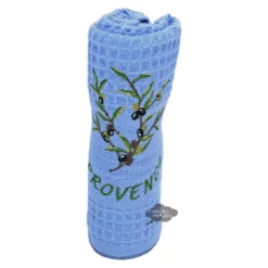 Olives Blue Waffle Weave Kitchen Towel By Tissus Toselli