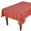 59" Square Clos Des Oliviers Red Acrylic-Coated Cotton Tablecloth By L'Ensoleillade