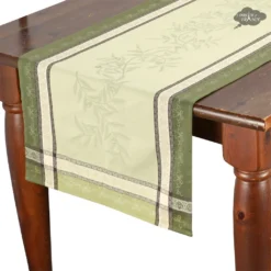 Table Linens 20x58" Olive Green Jacquard Cotton Table Runner By L'Ensoleillade