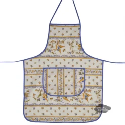 Aprons & Pot Holders Moustiers Blue & Cream Kitchen Apron By Tissus Toselli