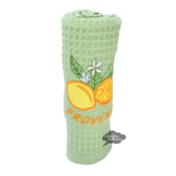 Lemons Green Waffle Weave Kitchen Towel By Tissus Toselli