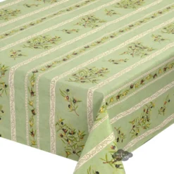 60x120" Rect Clos Des Oliviers Green Acrylic-Coated Cotton Tablecloth By L'Ensoleillade