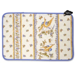 Moustiers Blue & Cream Acrylic-Coated Cotton Quilted Placemats By Tissus Toselli Table Linens