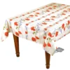 Table Linens 58" Square Poppies Cream Acrylic-Coated Cotton Tablecloth By Tissus Toselli