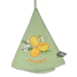 Round Terry Hand Towel Lemons Green By Tissus Toselli