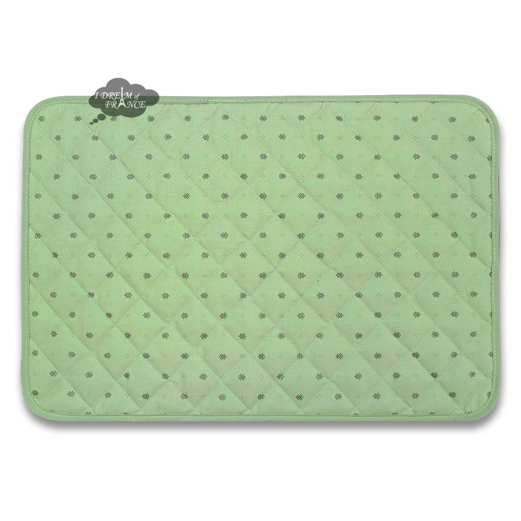 Table Linens Calisson Green Acrylic-Coated Cotton Quilted Placemats By Tissus Toselli