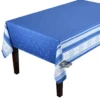 Table Linens 62x78" Rectangular Callas Blue Double Border French Jacquard Cotton Tablecloth By L'Ensoleillade