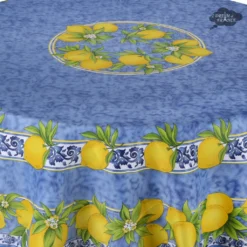 Provence Imports Citrus Blue French Provencal Polyester Tablecloth - 70" Round Table Linens