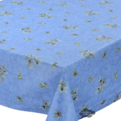 Table Linens 60x138" Rectangular Clos Des Oliviers Blue All-Over Acrylic-Coated Cotton Tablecloth By L'Ensoleillade