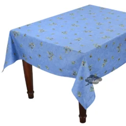 Table Linens 60x138" Rectangular Clos Des Oliviers Blue All-Over Acrylic-Coated Cotton Tablecloth By L'Ensoleillade