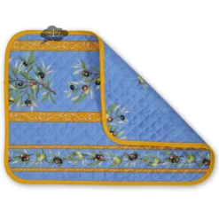 L'Ensoleillade Clos Des Oliviers Blue Cotton Quilted Placemats Table Linens