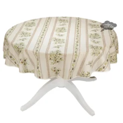 58" Round Clos Des Oliviers Cream Tablecloth By L'ensoleillade