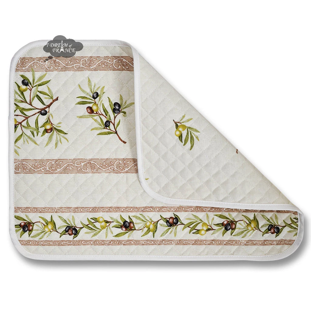 L'Ensoleillade Clos Des Oliviers Cream Cotton Quilted Placemats Table Linens