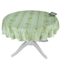 58" Round Clos Des Oliviers Green Tablecloth By L'ensoleillade Table Linens