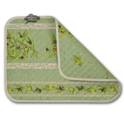 L'Ensoleillade Table Linens Clos Des Oliviers Green Cotton Quilted Placemats