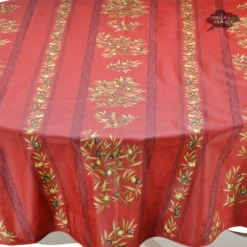 Table Linens 58" Round Clos Des Oliviers Red Tablecloth By L'ensoleillade