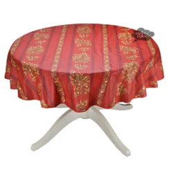 Table Linens 58" Round Clos Des Oliviers Red Tablecloth By L'ensoleillade