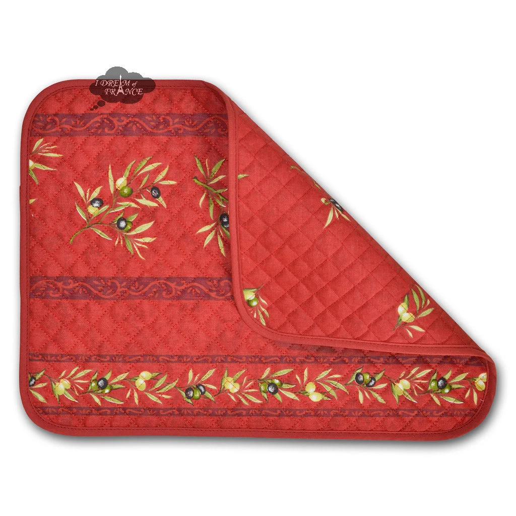 L'Ensoleillade Clos Des Oliviers Red Cotton Quilted Placemats
