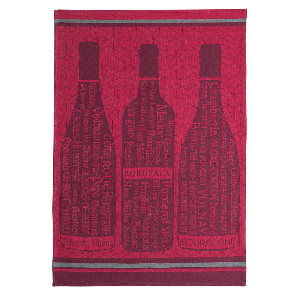 Wine Bottles French Jacquard Dish Towel By Coucke