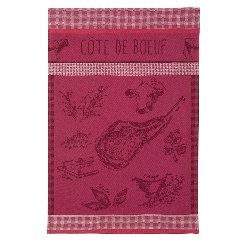Kitchen Prime Rib (Cote De Boeuf) French Jacquard Cotton Dish Towel By Coucke