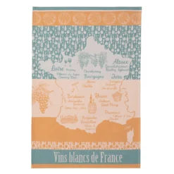 Kitchen White Wines Of France (Vins Blancs De France) French Jacquard Cotton Dish Towel By Coucke