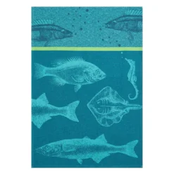 Kitchen Shoal Of Fish (Banc De Poisson) French Jacquard Dish Towel By Coucke