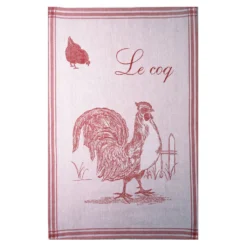 Kitchen Le Coq (Rooster) French Jacquard Dish Towel By Coucke