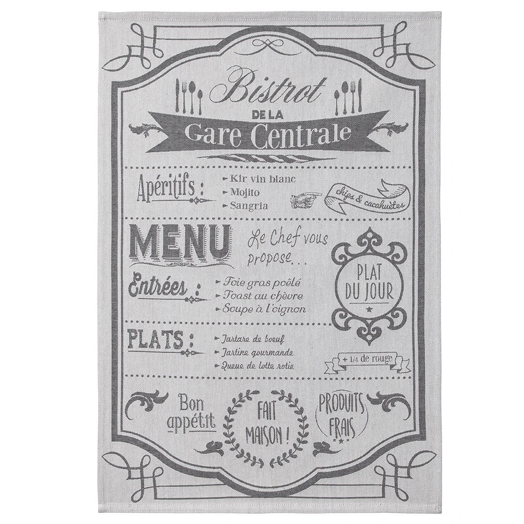 On The Menu (Au Menu) French Jacquard Dish Towel By Coucke Kitchen