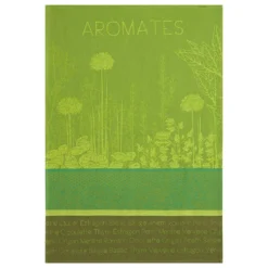Herbs Of The Garden (Aromates Du Jardin) French Jacquard Dish Towel By Coucke