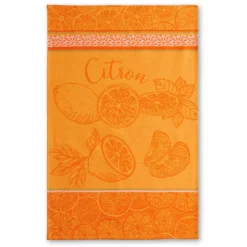 Kitchen Lemon (Citron) French Jacquard Dish Towel By Coucke