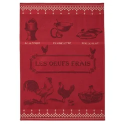Fresh Eggs (Les Oeufs Frais ) French Jacquard Dish Towel By Coucke