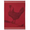 Red Hen (Poule Rousse) French Jacquard Dish Towel By Coucke