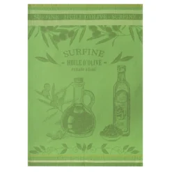 Kitchen Surfine Oil Bottle (Bouteille Huile Surfine) French Jacquard Cotton Dish Towel By Coucke