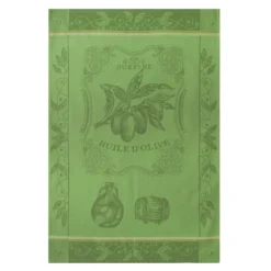 Surfine Olive Oil (Huile D'Olive Surfine) French Jacquard Cotton Dish Towel By Coucke Kitchen