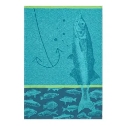 Kitchen Fish (Poissons) French Jacquard Dish Towel By Coucke
