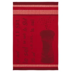Kitchen Salt (Le Sel) French Jacquard Red Dish Towel By Coucke